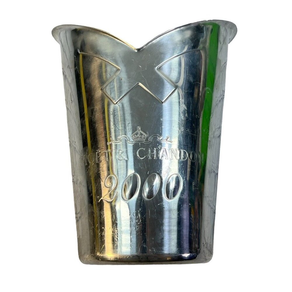 vtg y2k 2000 Moet Chandon Champagne‎ polished aluminum silver ice bucket